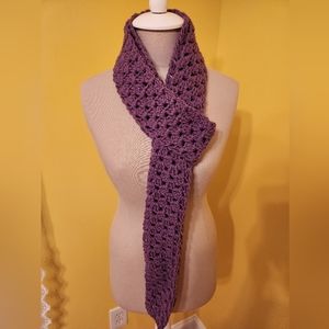 Crochet Medium Purple Long Skinny Scarf